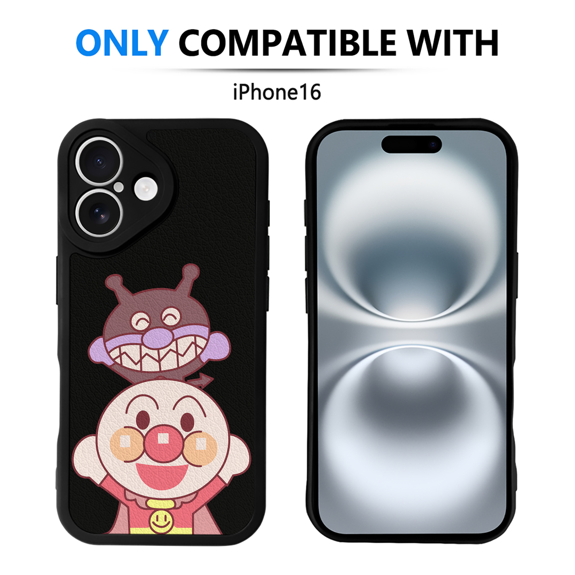 （画像用） アンパンマン Anpanman 【iPhone 16シリーズ対応】シリコンスマホケース（レザー調） 材質：シリコン